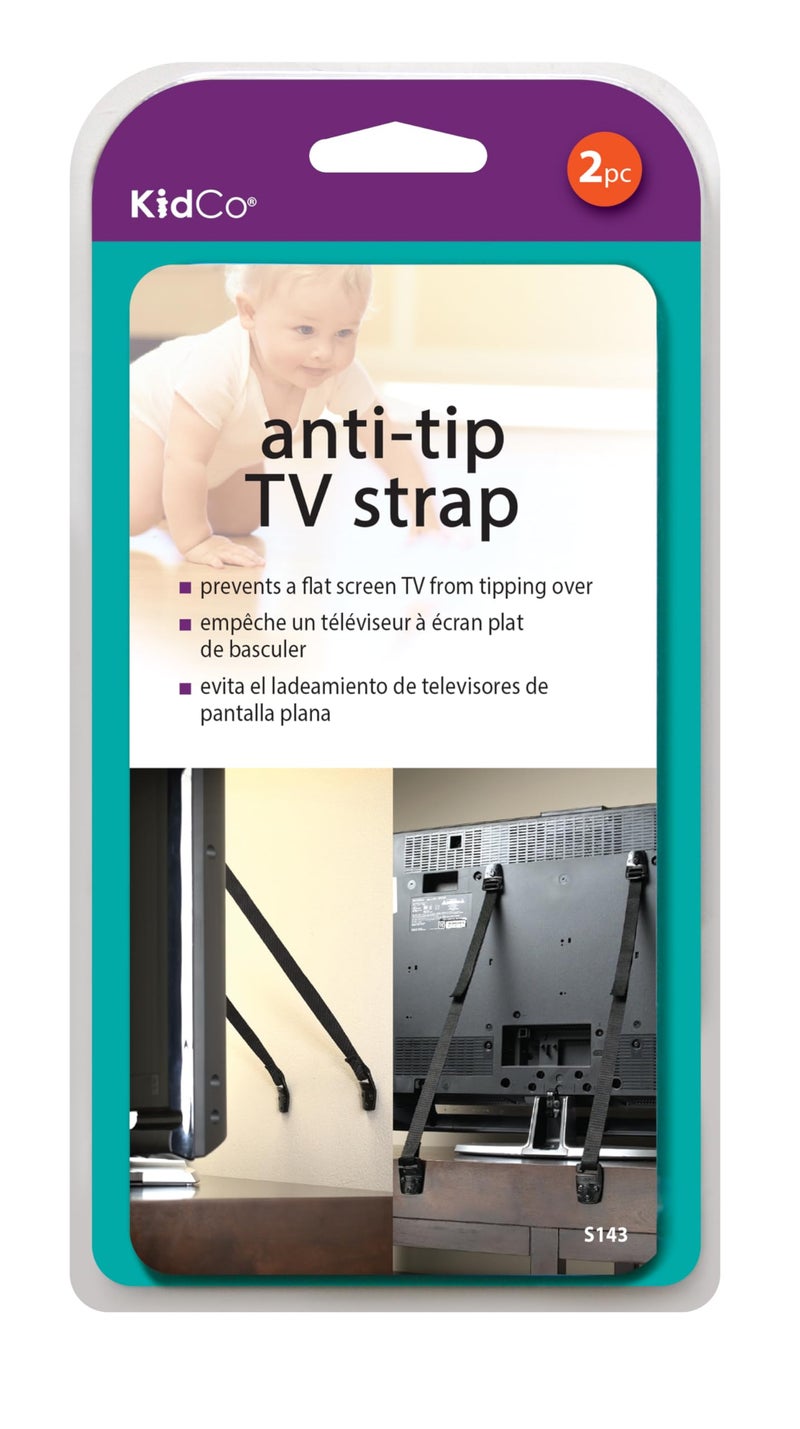 KidCo Anti-tip TV Straps 2 Pack, 2 Pack Adjustable TV Safety Straps, No-Drill Anti-Tip Furniture Anchors for Baby Proofing, Flat Screens Fix to Wall,Cabinet,Stand Or Desk - Image 1