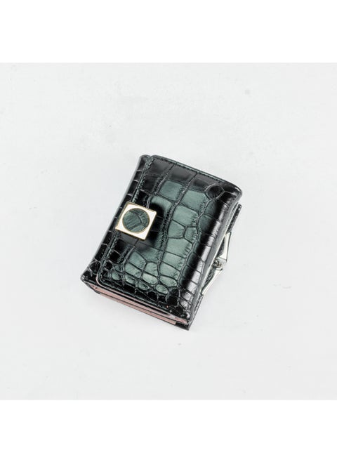 Leather Flip Wallet & Card Holder with Multiple  Pockets Black