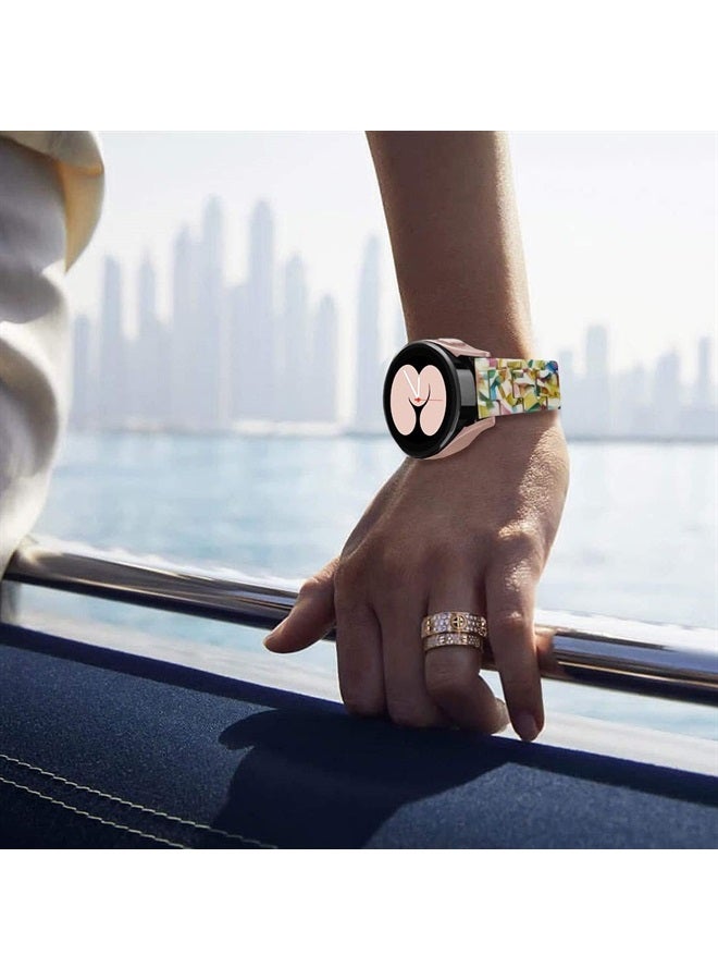 DEALELE Bands Compatible with Samsung Galaxy Watch 6/6 Classic / 5/5 Pro/Galaxy Watch 4/4 Classic / 3 41mm / Active 2, 20mm Colorful Resin Replacement Strap for Women Men(Yellow floral) - Image 5