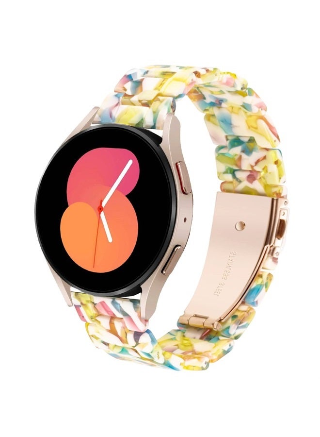 DEALELE Bands Compatible with Samsung Galaxy Watch 6/6 Classic / 5/5 Pro/Galaxy Watch 4/4 Classic / 3 41mm / Active 2, 20mm Colorful Resin Replacement Strap for Women Men(Yellow floral) - Image 1