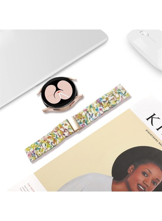 DEALELE Bands Compatible with Samsung Galaxy Watch 6/6 Classic / 5/5 Pro/Galaxy Watch 4/4 Classic / 3 41mm / Active 2, 20mm Colorful Resin Replacement Strap for Women Men(Yellow floral) - Image 4