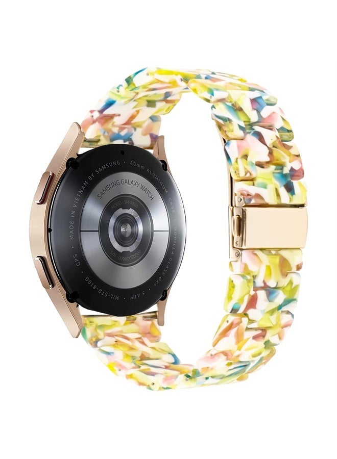 DEALELE Bands Compatible with Samsung Galaxy Watch 6/6 Classic / 5/5 Pro/Galaxy Watch 4/4 Classic / 3 41mm / Active 2, 20mm Colorful Resin Replacement Strap for Women Men(Yellow floral) - Image 2