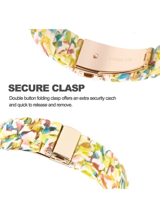 DEALELE Bands Compatible with Samsung Galaxy Watch 6/6 Classic / 5/5 Pro/Galaxy Watch 4/4 Classic / 3 41mm / Active 2, 20mm Colorful Resin Replacement Strap for Women Men(Yellow floral) - Image 3