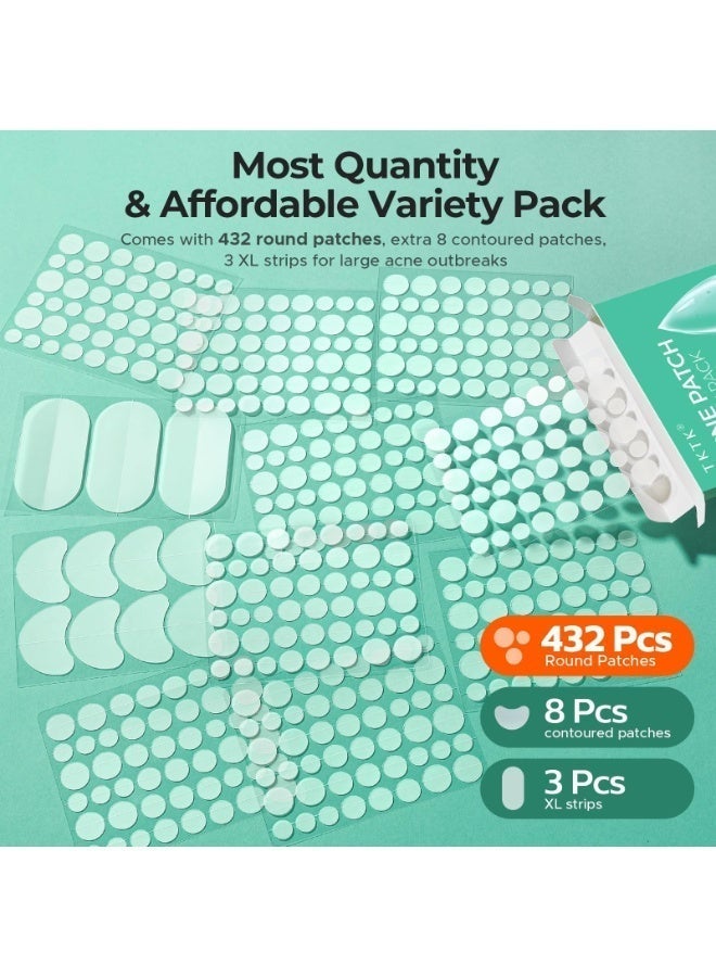 OUHOE 443 Count Pimples Patches in 5 Sizes for Pimples and Clusters of Acne, Hydrocolloid Acne Patch, Acne Stickers for Covering Cheeks, Forehead, Chin Blemishes Zit Breakouts for All Skin Types - Image 2