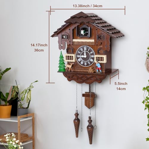 Kendal Cuckoo Clock Large Vintage Wall Clock Handcrafted Wood Cuckoo Clock House Home Decor with Singing Bird & The Man Work in Front of The House Decoration CC23-3 - Image 5