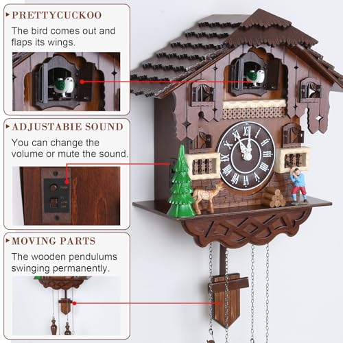 Kendal Cuckoo Clock Large Vintage Wall Clock Handcrafted Wood Cuckoo Clock House Home Decor with Singing Bird & The Man Work in Front of The House Decoration CC23-3 - Image 4