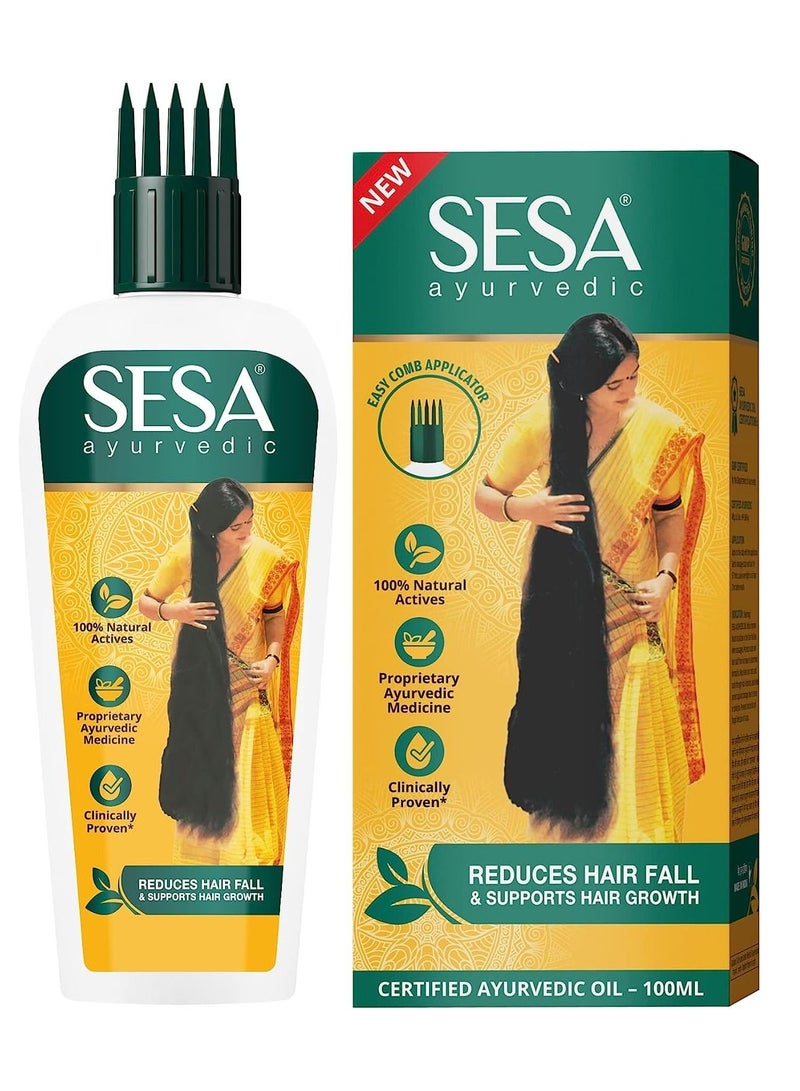 Sesa Sisa Ayurveda Oil for Hair Loss and Growth, Bhringraj + 17 Herbs + 5 Oils, Kosher Pak Vedi, No Mineral Oil, 100ml - Image 1