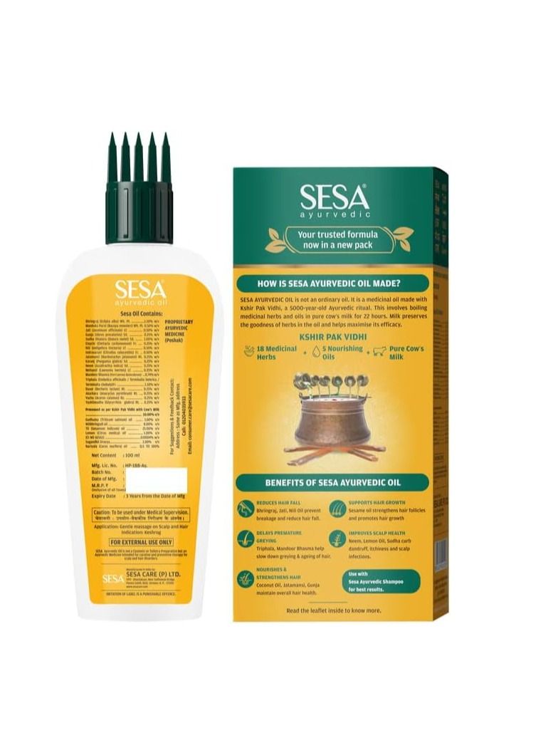 Sesa Sisa Ayurveda Oil for Hair Loss and Growth, Bhringraj + 17 Herbs + 5 Oils, Kosher Pak Vedi, No Mineral Oil, 100ml - Image 2