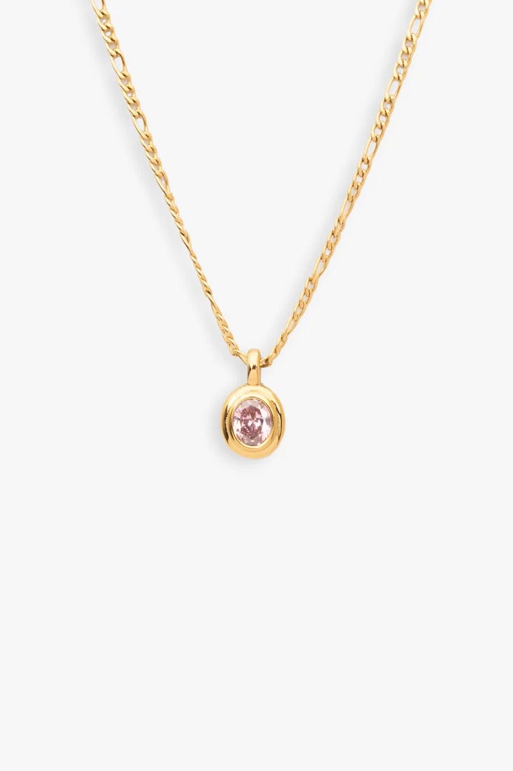 Tamara Pink Stone Pendant Necklace for Women – Gold-Plated Chain, Elegant Minimalist Jewelry for Everyday & Special Occasions
