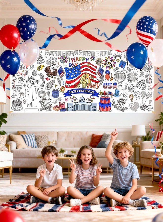 bomis 4th of July Patriotic Coloring Tablecloth 30x72 - American Flag-Themed Giant Poster for Independence Day Decor & Activities for Classroom or School Party Table Cover - Image 5