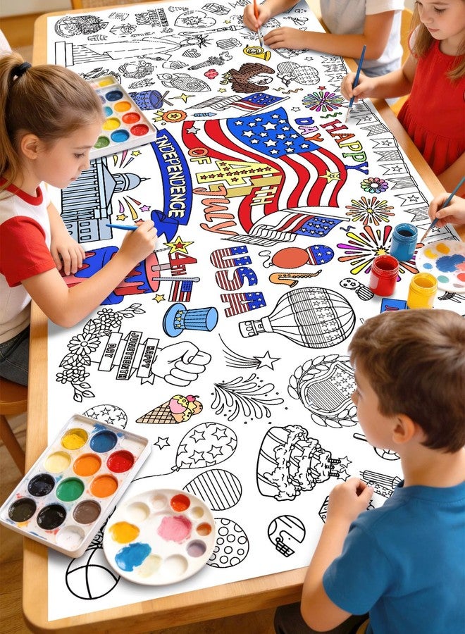 bomis 4th of July Patriotic Coloring Tablecloth 30x72 - American Flag-Themed Giant Poster for Independence Day Decor & Activities for Classroom or School Party Table Cover - Image 3