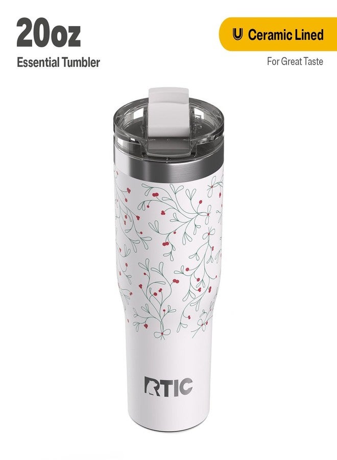 RTIC 20oz Essential Tumbler with Lid, Ceramic Lined, Insulated, Stainless Steel, Metal, Double Wall Vacuum-Insulation, Travel Cup for Iced Coffee, Tea, Hot and Cold Drink, Mistletoe - Image 2