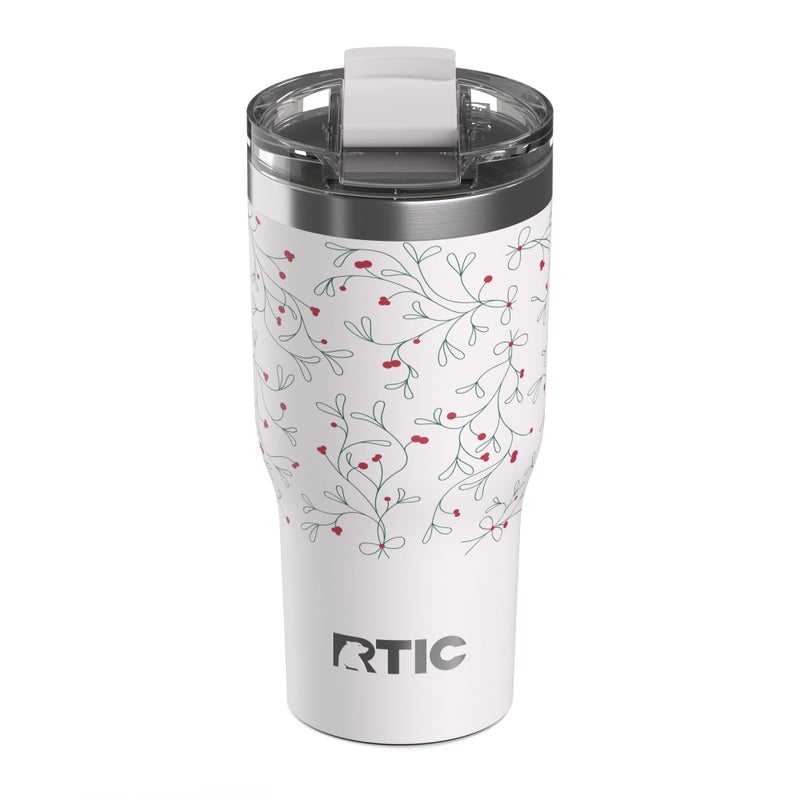 RTIC 20oz Essential Tumbler with Lid, Ceramic Lined, Insulated, Stainless Steel, Metal, Double Wall Vacuum-Insulation, Travel Cup for Iced Coffee, Tea, Hot and Cold Drink, Mistletoe - Image 1