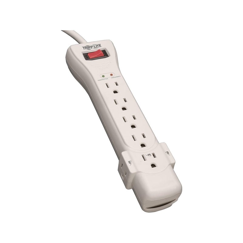 Tripp Lite 7 Outlet Surge Protector Power Strip, 7ft Cord, Right Angle Plug,  Ivory - Image 2
