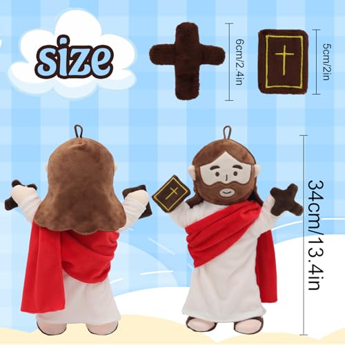 Yelakey Jesus Plush Doll with Jointed Skeleton Jesus Plushie 134 Poseable Jesus with Removable Accessories Easter Christian Gifts for Kids Red - Image 5