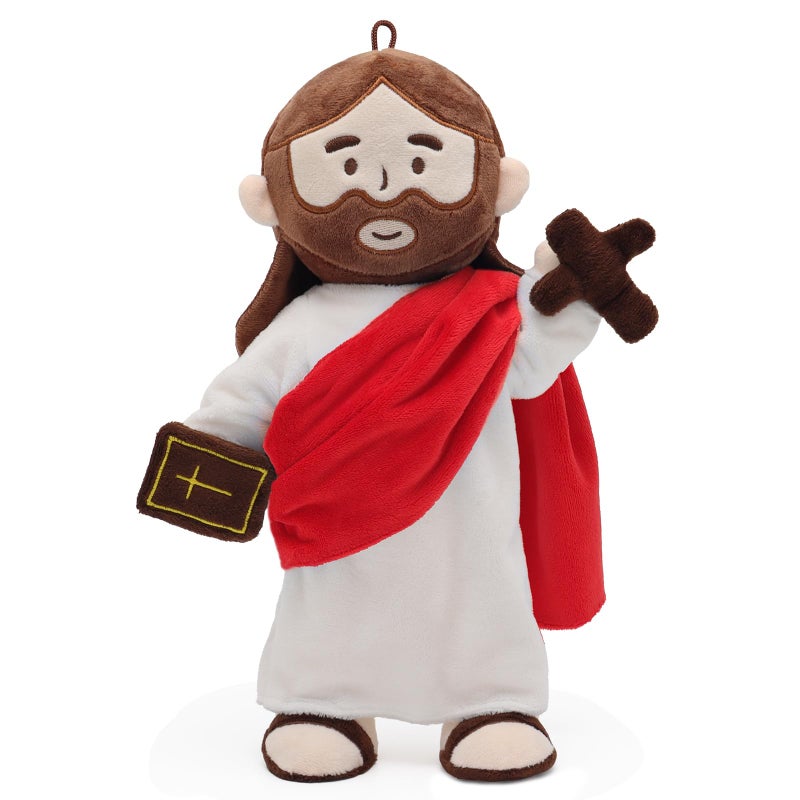 Yelakey Jesus Plush Doll with Jointed Skeleton Jesus Plushie 134 Poseable Jesus with Removable Accessories Easter Christian Gifts for Kids Red - Image 3