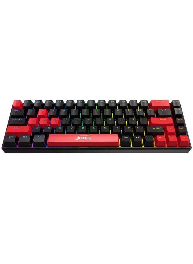 JeDEL KL141 68% Gaming Mechanical Keyboard - Red Switches - Rainbow LED Lighting (English & Arabic) - Image 4