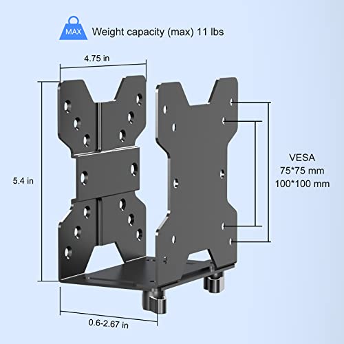 Pholiten Adjustable Thin Client Mini PC Mount Bracket,CPU VESA Under Desk and Monitor Arm Computer Holder - Image 2