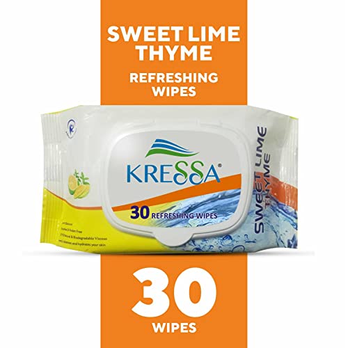 Kressa Refreshing Face Wet Wipes Pack of 2 (Sweet Lime & Thyme) - Image 2