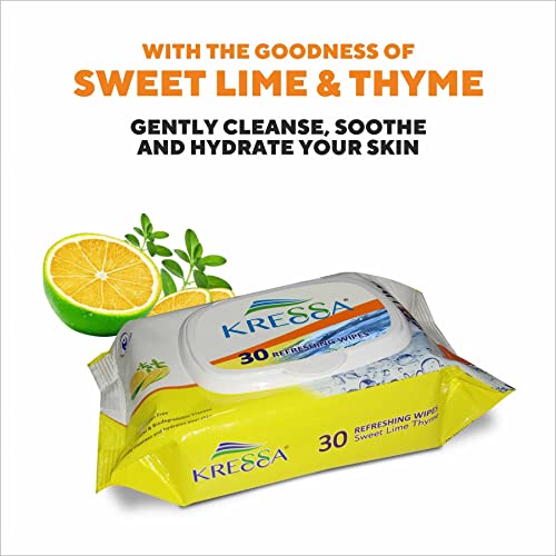 Kressa Refreshing Face Wet Wipes Pack of 2 (Sweet Lime & Thyme) - Image 3