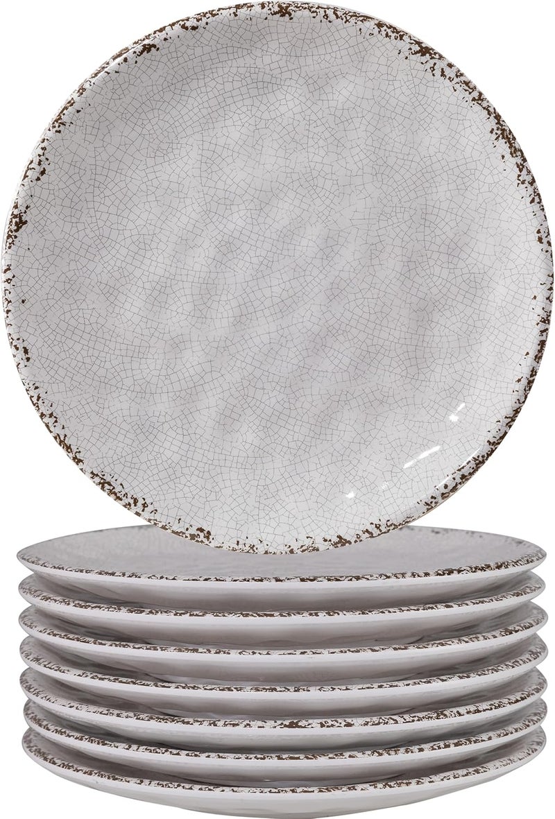 ZAROCRUS طبق مقبلات صغير 6 بوصة من ميلامين بتصميم مزرعة مجموعة من 8 أطباق بيضاء - Image 1