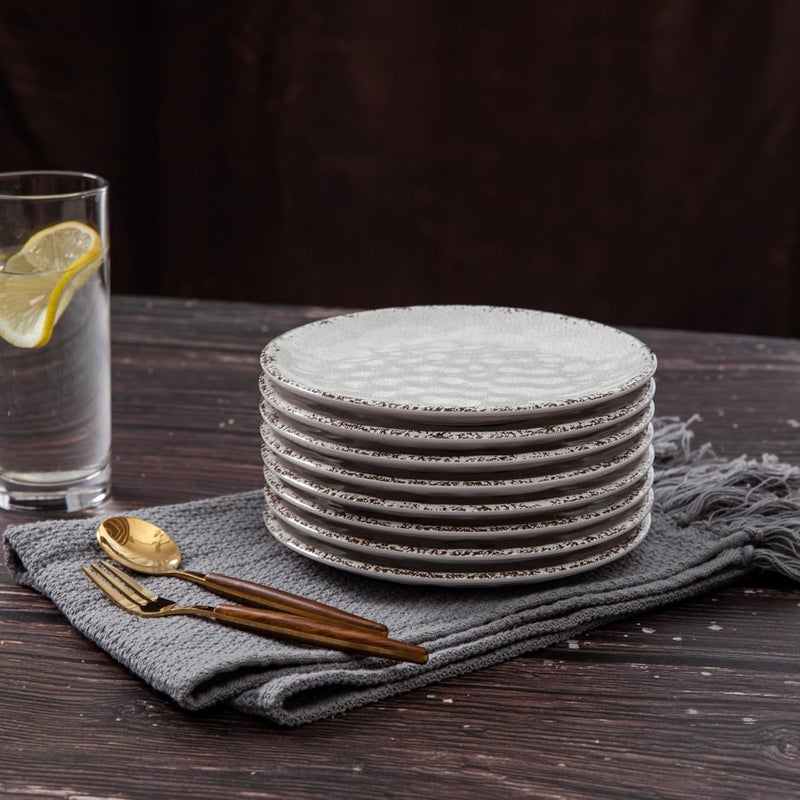 ZAROCRUS طبق مقبلات صغير 6 بوصة من ميلامين بتصميم مزرعة مجموعة من 8 أطباق بيضاء - Image 4