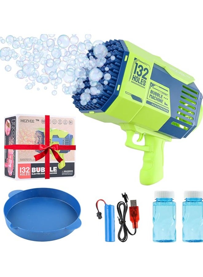132 hole Bubble Machine with Color Light, Rocket Bubble Machine, Suitable for Children Adults, Summer Toy, Indoor and Outdoor Birthday Wedding Party Events  - Image 1