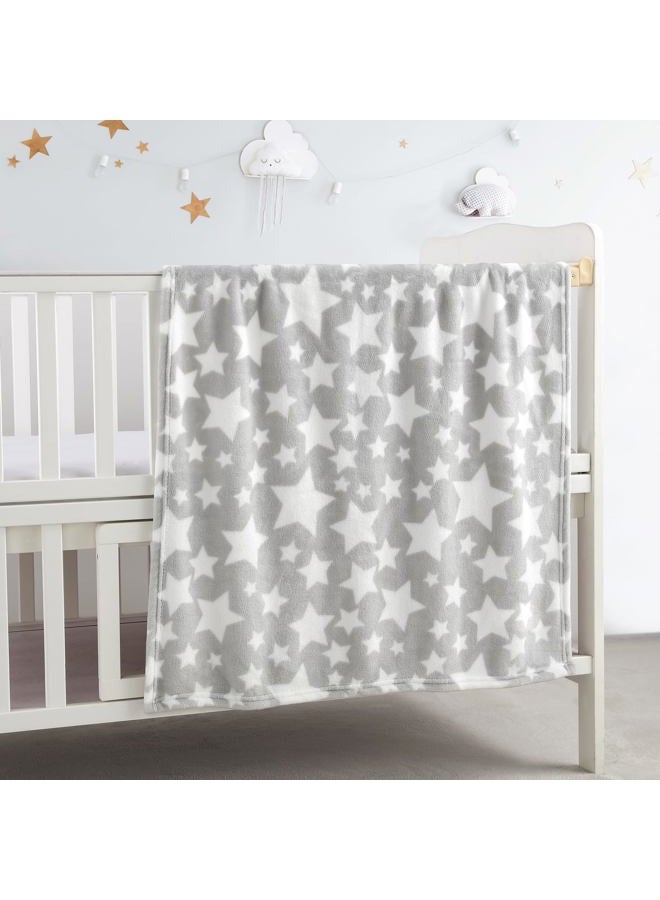 CREVENT 2Pcs 76x102cm Cute Cozy Fluffy Warm Baby Blankets for Infants Toddlers' Bedding Crib Cot Stroller - Grey Cloud + Star - Image 3