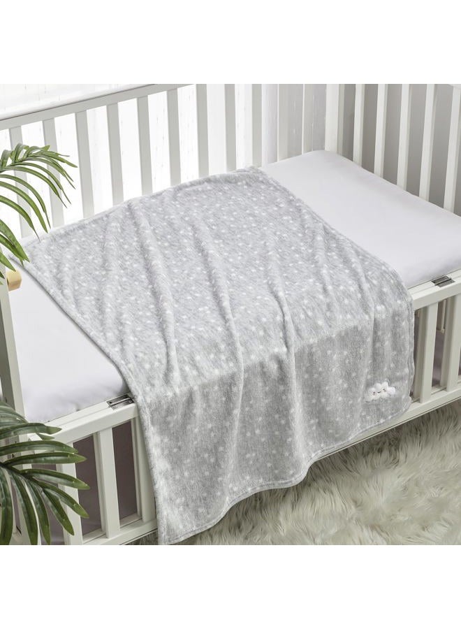 CREVENT 2Pcs 76x102cm Cute Cozy Fluffy Warm Baby Blankets for Infants Toddlers' Bedding Crib Cot Stroller - Grey Cloud + Star - Image 4