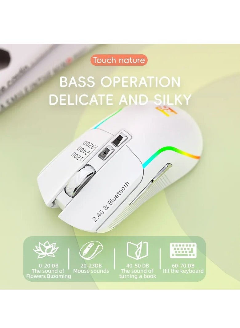 R8 - 1761 RGB Rechargeable Dual Mode Bluetooth / 2.4G Wireless Mouse 10m - 7 Buttons - Power Saving On/Off button - 3200 DPI - Lightweight - For Office business - Image 1