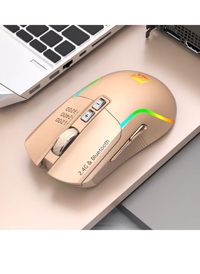 R8 - 1761 RGB Rechargeable Dual Mode Bluetooth / 2.4G Wireless Mouse 10m - 7 Buttons - Power Saving On/Off button - 3200 DPI - Lightweight - For Office business - Image 1
