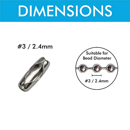 Millennial Essentials Ball Chain Connector Clasps 300 Pieces Number 3 Connectors Fits 2.4mm Beaded Ball Chain - Image 3
