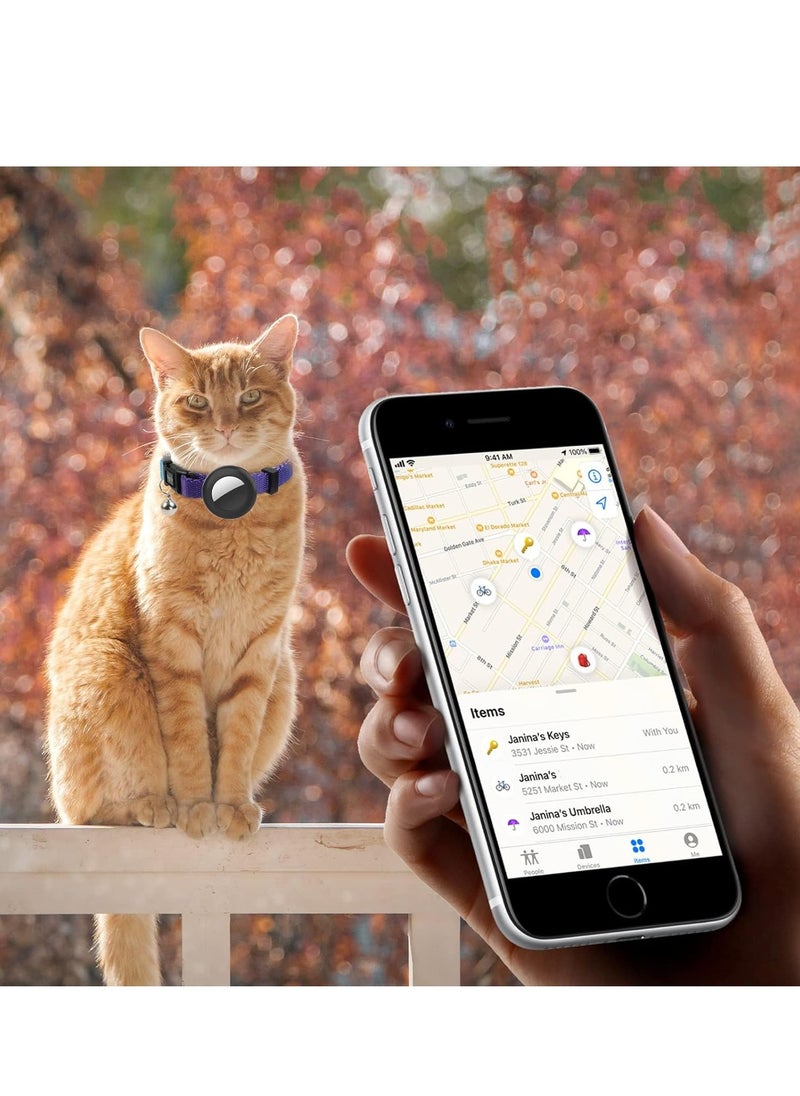RATSAW - Air tag Cat Collar Cat Collar with Bell and Safely Buckle for Small Pets Adjustable Kitten Collar with Airtag Holder Compatible with Apple Airtag for Cats Kittens Puppies - Image 1