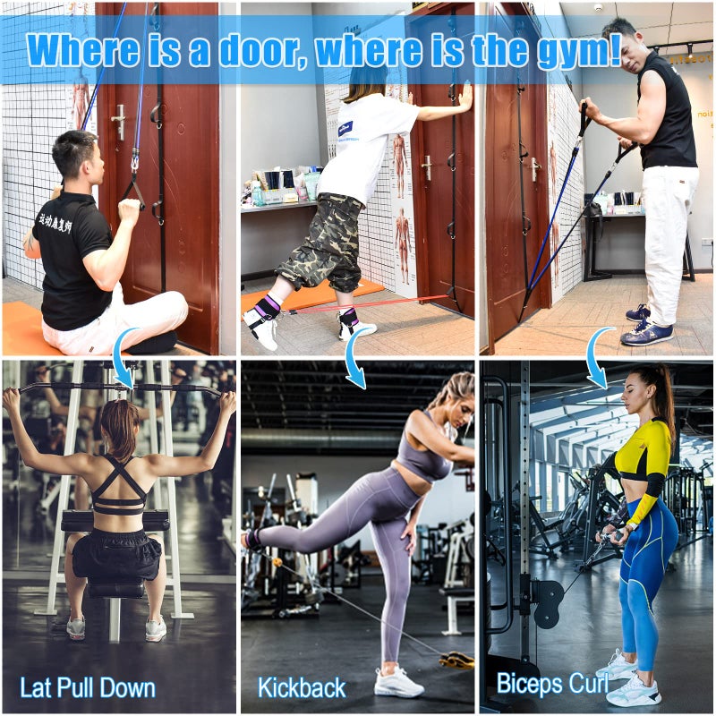 Brebebe Door Anchor Strap for Resistance Bands Exercises, Multi Point Gym Attachment Home Fitness, Portable Band Workout Equipment (1 Anchor+Resistance Set), Black - Image 2