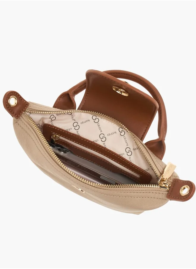 سيليست Womens Textured Crossbody Bag With Detachable Strap And Flap Closure