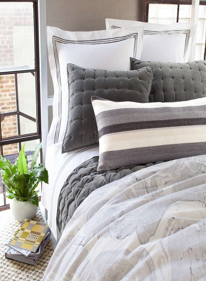 Pine Cone Hill Vienna Velvet Shale Quilted Sham, Euro Size, Grey Solid Pattern - Image 2