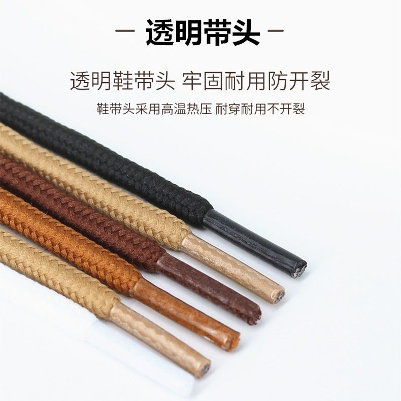 Martin Boots Workwear Boots Round Thick Long Shoelace Rope Men'S And Women'S Sports Casual Shoes Camel Shoes Leather Shoes Black And White Rope High-Top - Image 3