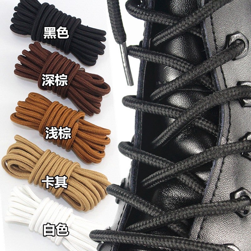 Martin Boots Workwear Boots Round Thick Long Shoelace Rope Men'S And Women'S Sports Casual Shoes Camel Shoes Leather Shoes Black And White Rope High-Top - Image 2