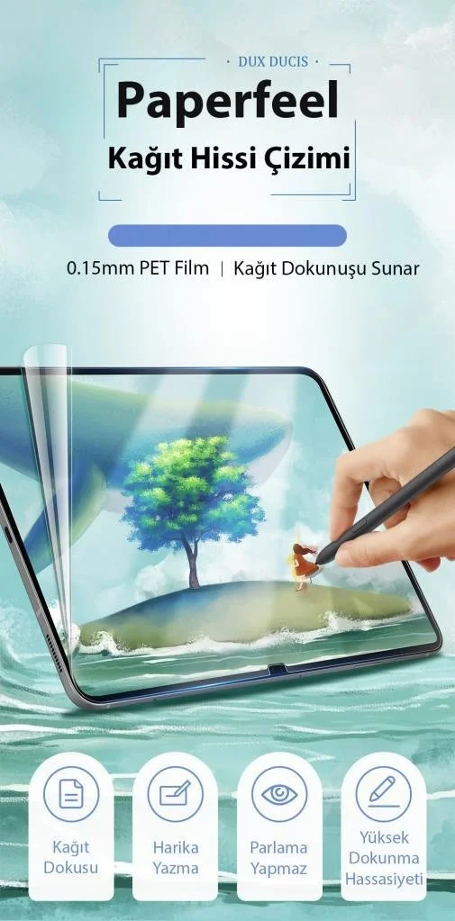 Polhammobile Polham Samsung Galaxy Tab S8 and S7 Compatible Paperfeel 0.15MM Full Covering Shock Absorbing Screen Protector