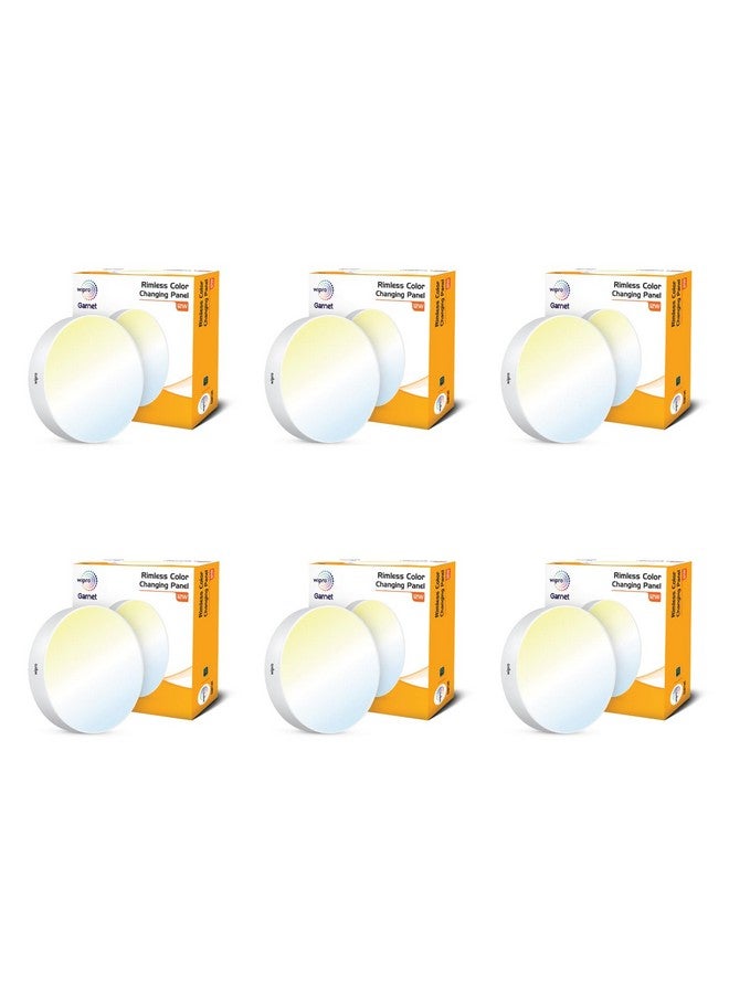 wipro Garnet 12W Rimless Round CCT Surface Panel | Colour Changing Panel | Warm White, Neutral White, Cool White | Elegant Rimless Design | Surface Mounted LED Downlighter for Ceiling |Pack of 6 - Image 1