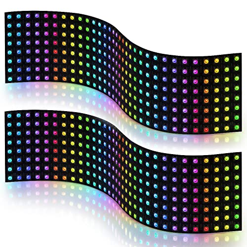 BTF-LIGHTING 2 Pack WS2812B ECO RGB Alloy Wires 5050SMD Individual Addressable 8X32 256 Pixel LED Matrix Flexible FPCB Full Color Works with WLED,SP802E Controllers Image Video Text Display DC5V - Image 1