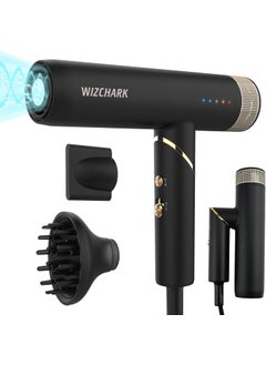 Professional Hair Dryer with Diffuser Foldable Blow Dryer with Lightweight Design Compact Powerful  Fast Salon Hairdryer with High Speed Brushless Motor Travel Hair Dryer Women Men Black