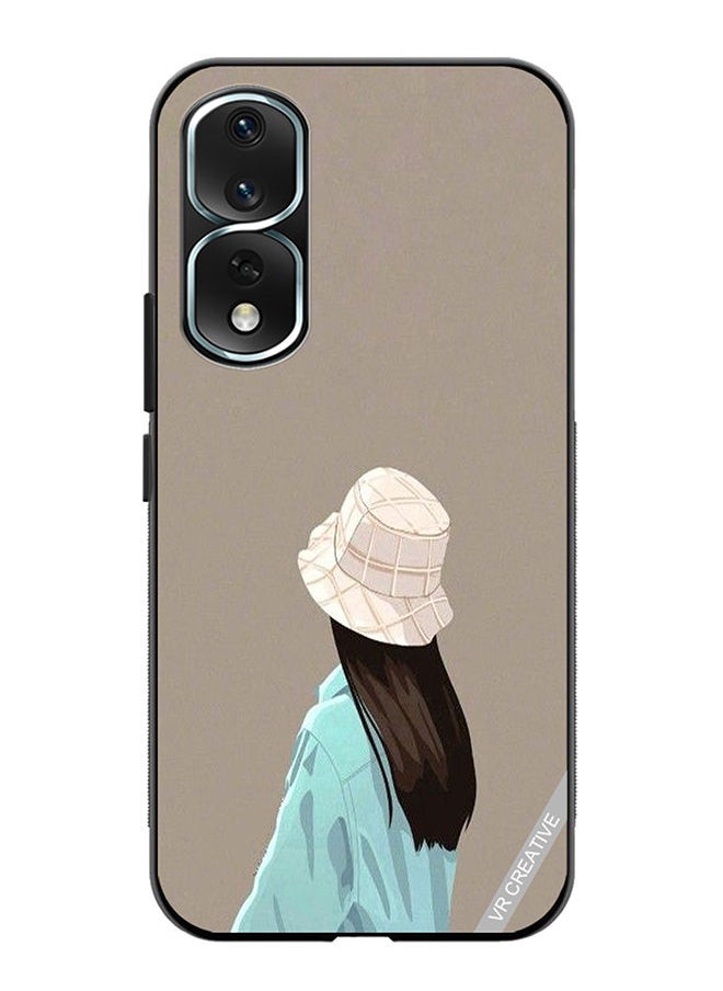 VR CREATIVE - Protective Case Cover For Honor 80 Pro Brown Hat Girl Design Multicolour - Image 1