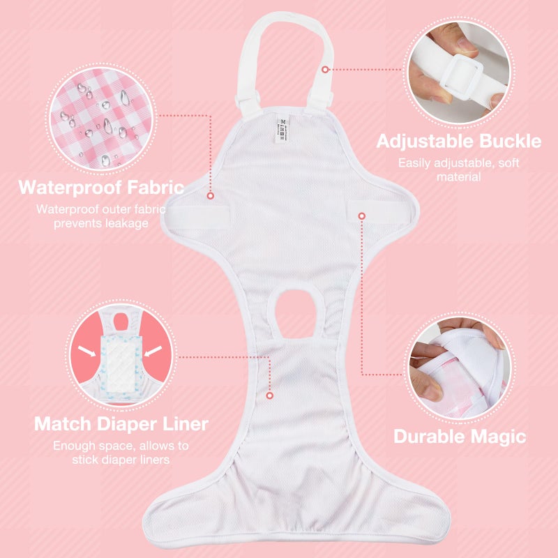 MICOOYO Dog Diaper Onesie Sanitary Pantie with Adjustable Suspender Washable Dog Period Panties Doggie Diapers Pet Underwear Female Dogs Diapers for Heat (Striped, XS/S) - Image 5