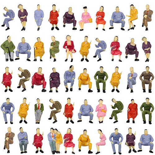 Evemodel P4302 50pcs All Seated Sitting Figures O Gauge 150 Scale Seated People Railway Scenery Miniature Model Train Layout - Image 1
