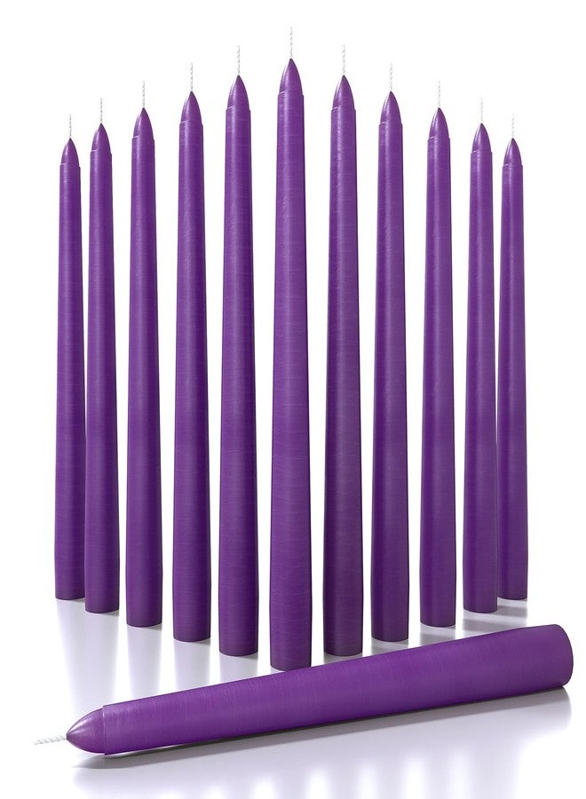 CANDWAX 8 inch Taper Candles Set of 12 - Dinner Candles Dripless - Tall Candles Long Burning Perfect for Dinner, Party or Wedding Candles Decor - Purple Candles - Image 1