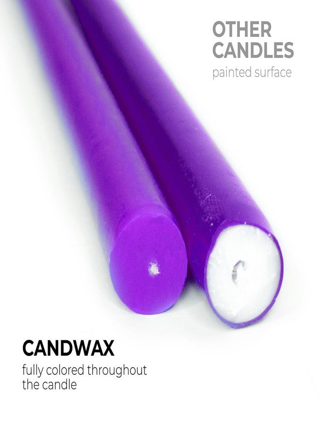 CANDWAX 8 inch Taper Candles Set of 12 - Dinner Candles Dripless - Tall Candles Long Burning Perfect for Dinner, Party or Wedding Candles Decor - Purple Candles - Image 2