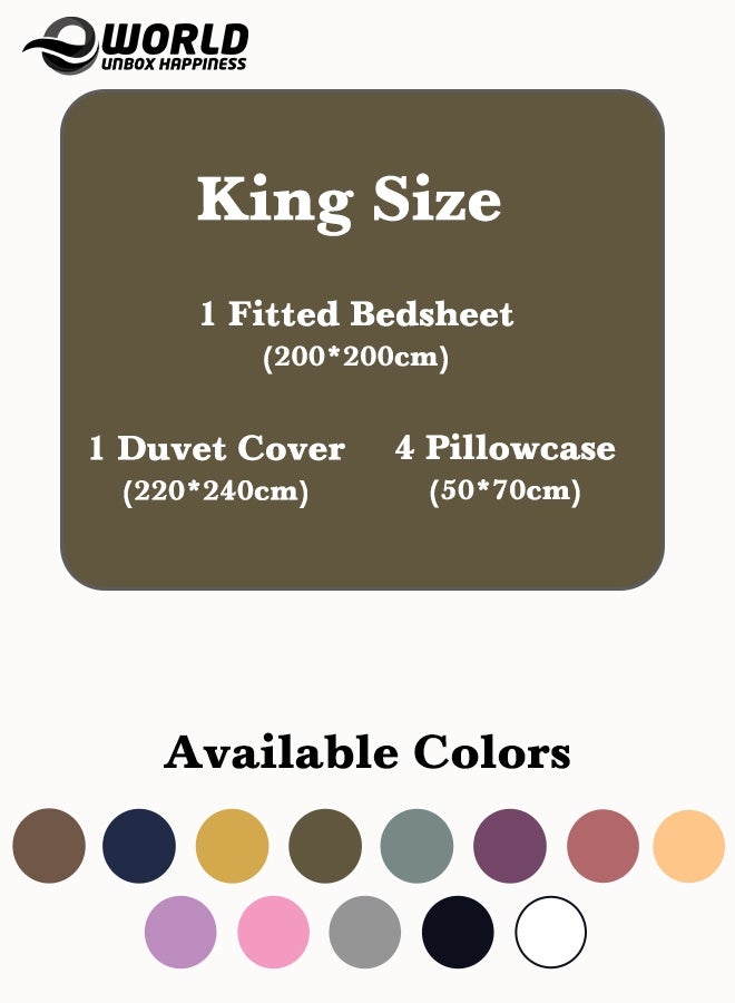 Eworld Premium Striped Duvet Set All Season – 6-Pieces Set Olive Green | King Size 220x240 cm | Ultra-Soft, Wrinkle-Resistant & Made in Dubai | Includes Duvet Cover, Fitted Sheet (200x200 cm) & 4 Pillowcases (50x70 cm) - Image 2