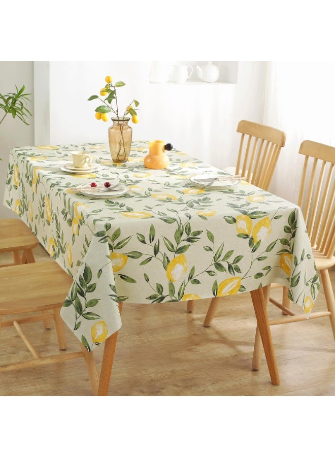 Bukela Rectangle PVC Waterproof Lemon Tablecloth Spring Summer Tablecloth Stain-Resistant Wipeable Wrinkle-Free Table Cover for Indoor/Outdoor Picnic BBQ Dining Party (140x180 cm) - Image 2