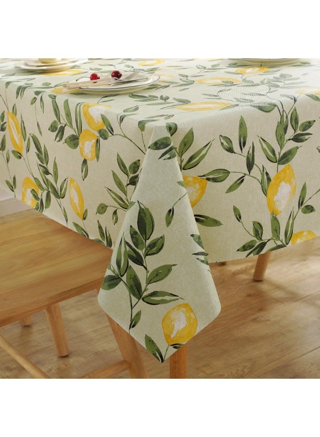 Bukela Rectangle PVC Waterproof Lemon Tablecloth Spring Summer Tablecloth Stain-Resistant Wipeable Wrinkle-Free Table Cover for Indoor/Outdoor Picnic BBQ Dining Party (140x180 cm) - Image 1
